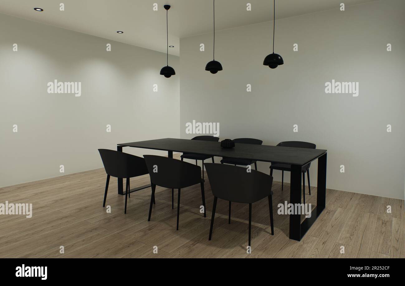 3d visualization of the interior is made in a strict minimalist style ...