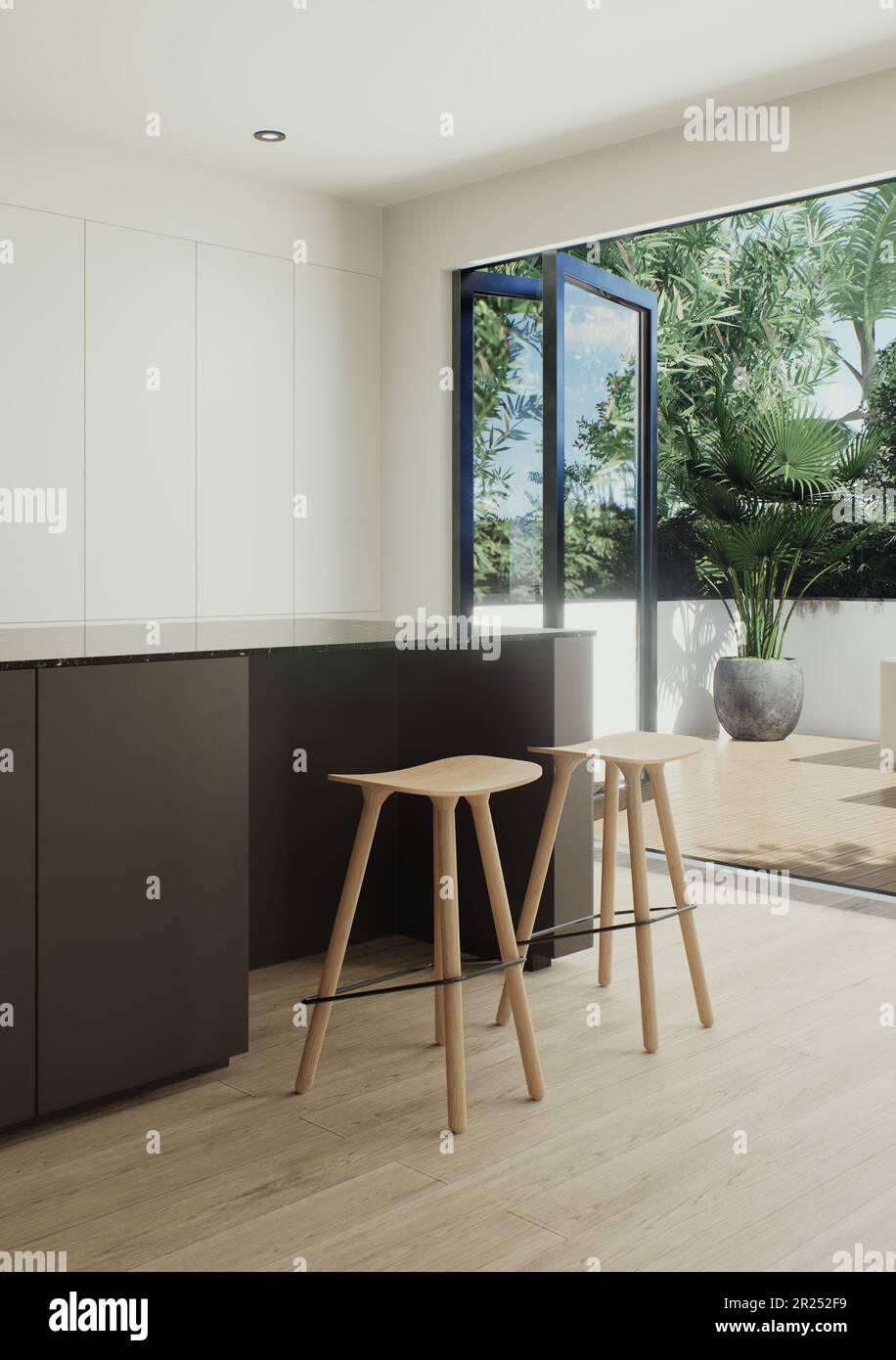 3d visualization of the interior is made in a strict minimalist style ...