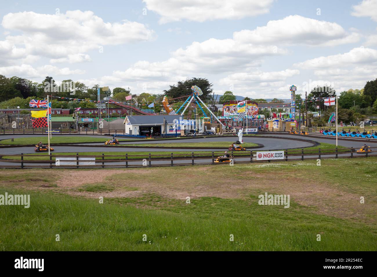 Go Kart racing in Dawlish Warren, Devon, Uk Stock Photo Alamy