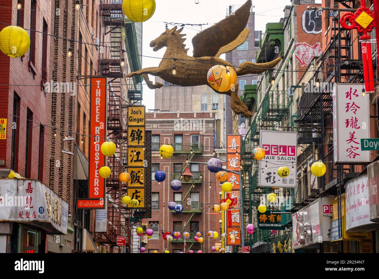 Pegasus mythical flying horse decoration Chinatown, NYC, USA  2023 Stock Photo