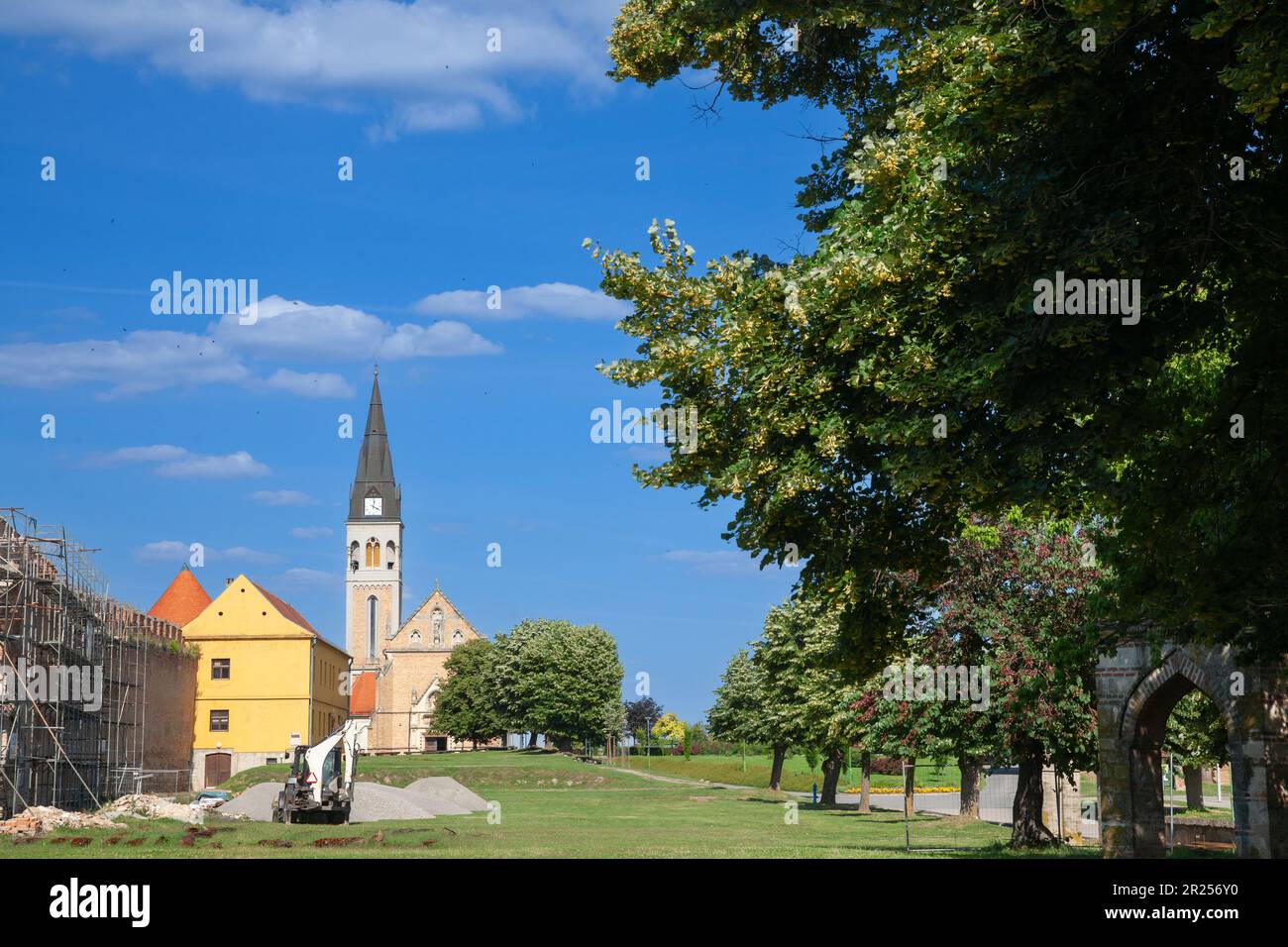 Picture of the Sveti Ivan Kapistran catholic church in the Ilok Castle. Ilok is the easternmost town and municipality in northeastern Croatia. Located Stock Photo