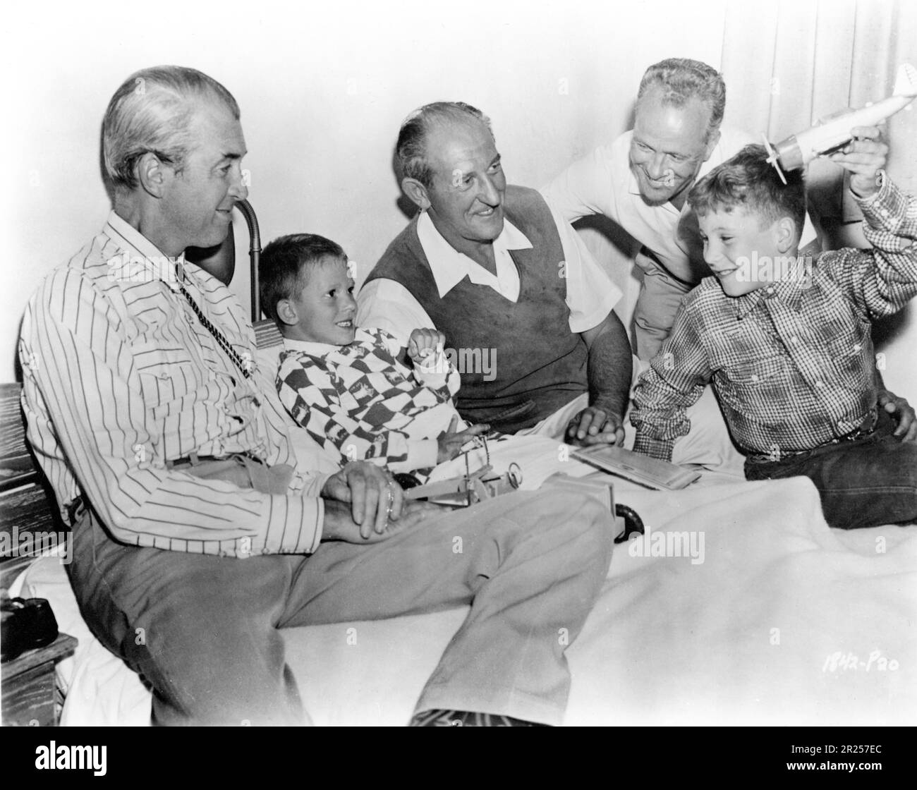 JAMES STEWART in late 1956 with his two stepsons MICHAEL STEWART (born ...