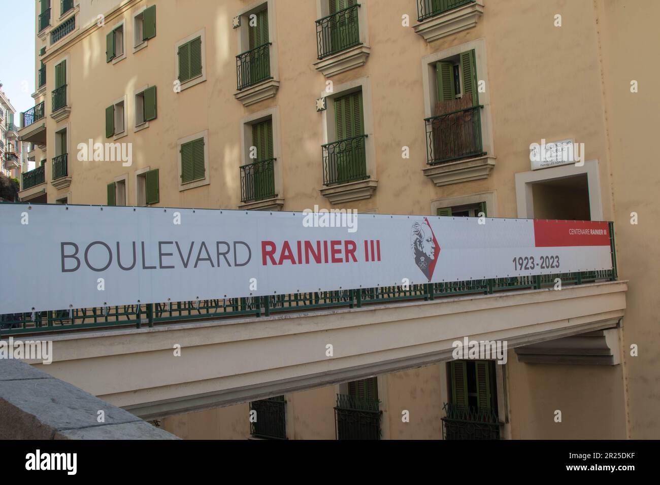 Monaco, Monaco, April 20th 2023:- A sign celebrating 100 years since