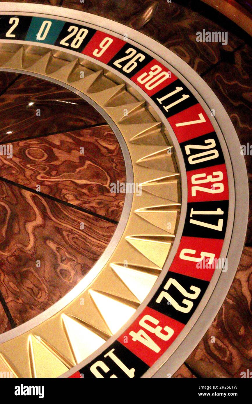 An American style roulette wheel which features 38 pockets including a