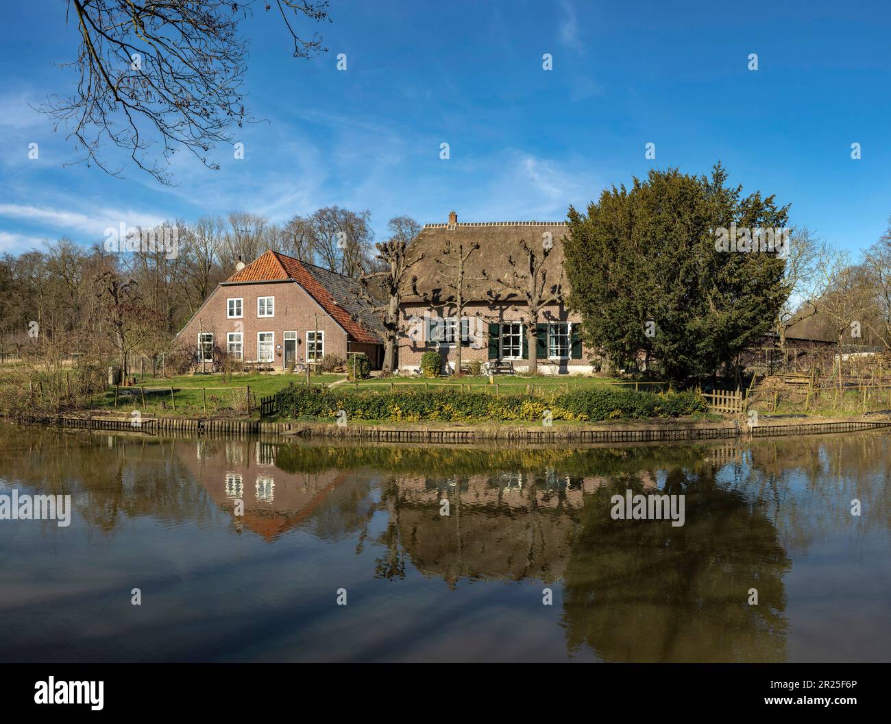 Farmhouse called The Sundial at the bank of the river Kromme Rijn ...
