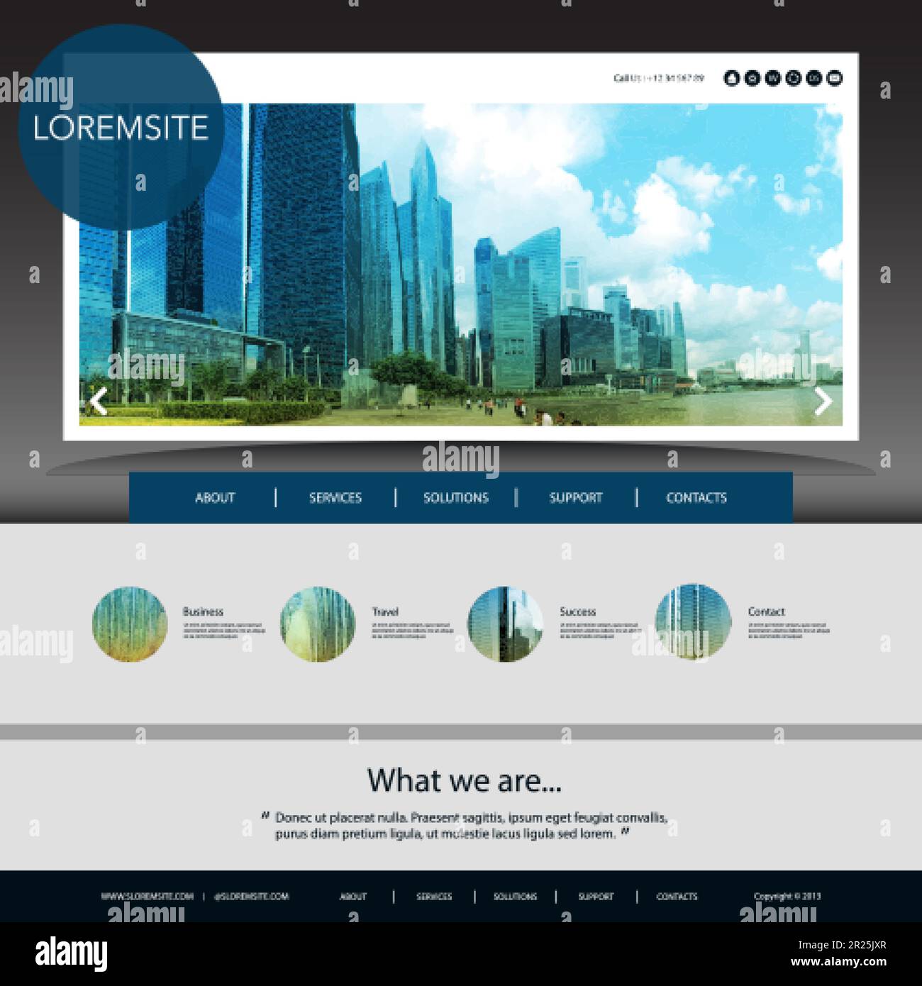 site Template with Unique Design Singapore Skyline Stock Vector