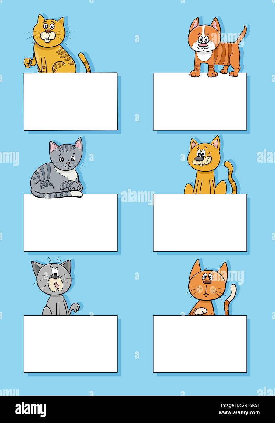 Cartoon illustration of cats and kittens animal characters with blank ...
