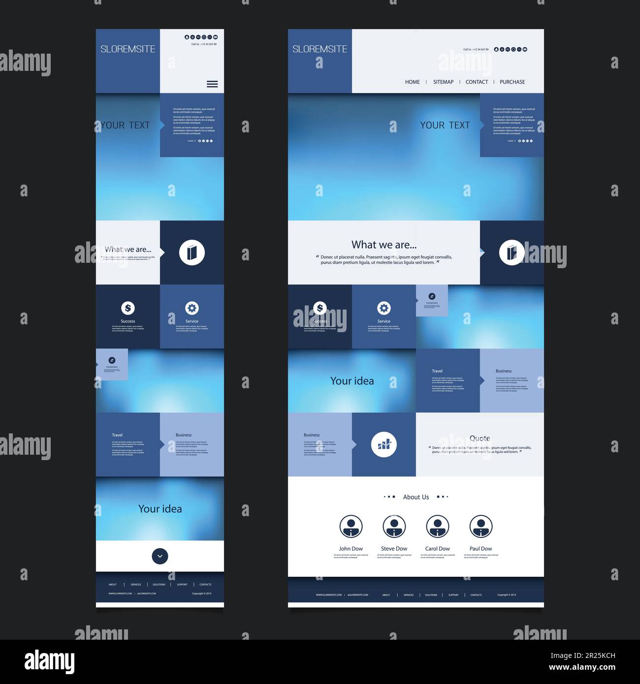 Responsive One Page Website Template with Blurred Background - Desktop ...