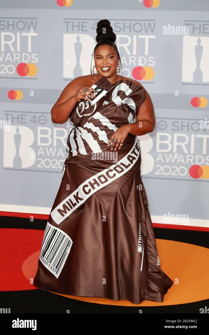 Lizzo attends The BRIT Awards 2020 at The O2 Arena in London Stock ...