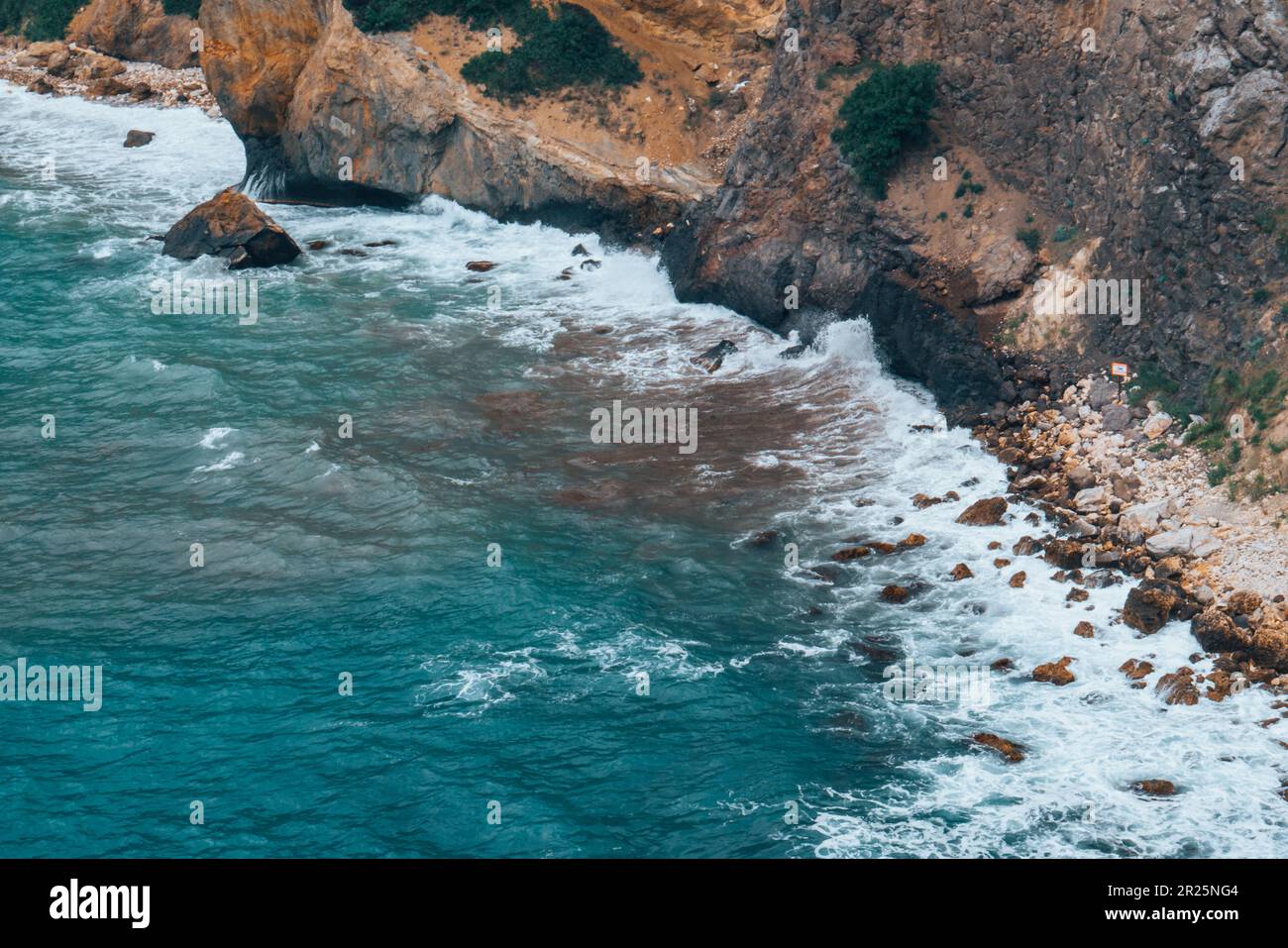 Aerial view of ocean waves and fantastic Rocky coast Stock Photo - Alamy