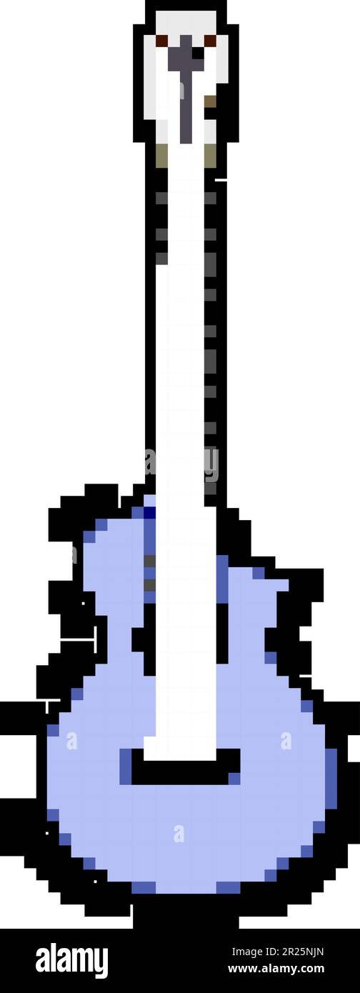 music acoustic guitar game pixel art vector illustration Stock Vector