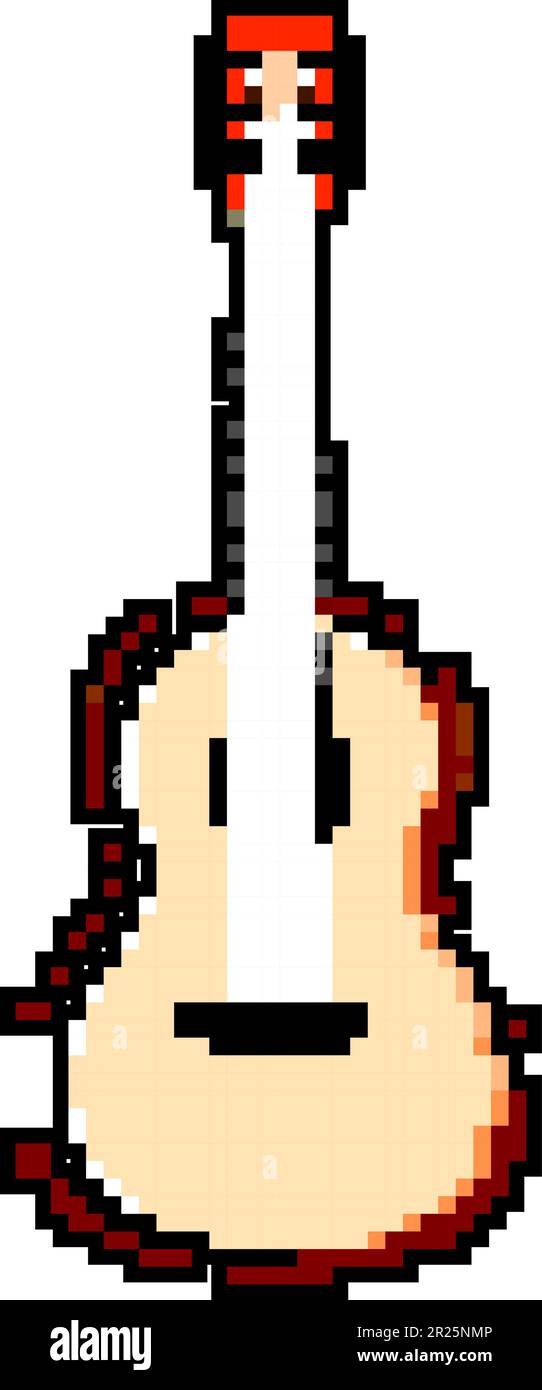 rock acoustic guitar game pixel art vector illustration Stock Vector