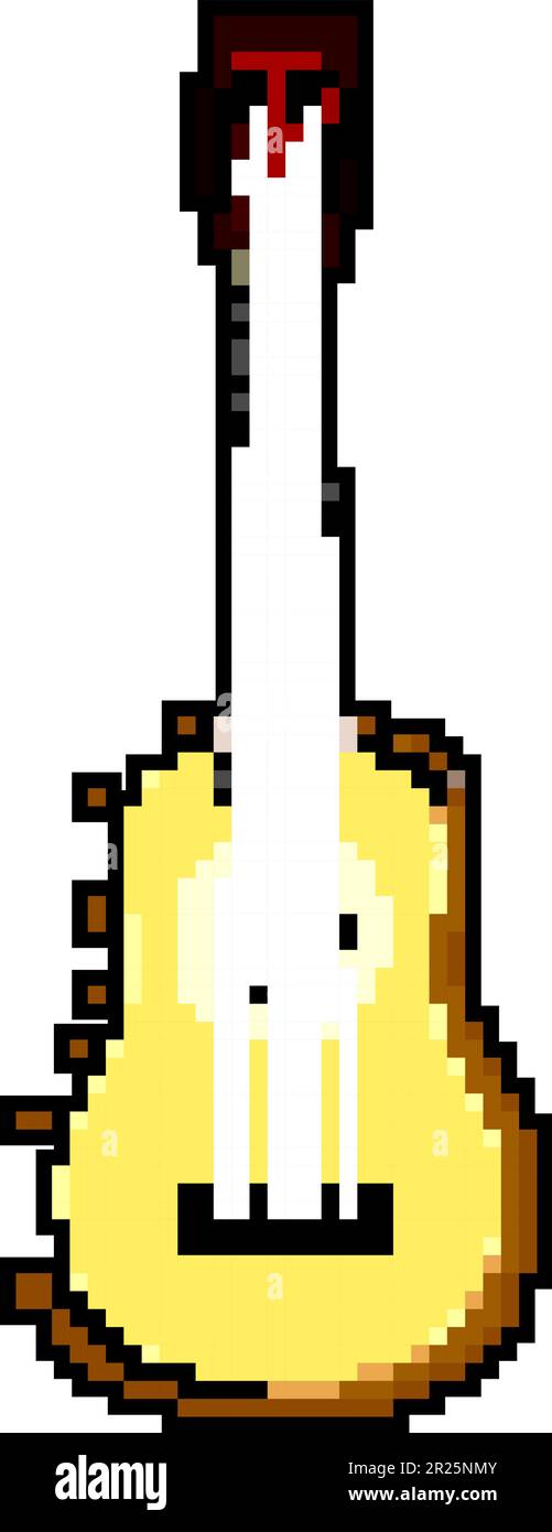 jazz acoustic guitar game pixel art vector illustration Stock Vector