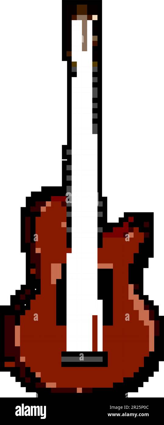 string acoustic guitar game pixel art vector illustration Stock Vector