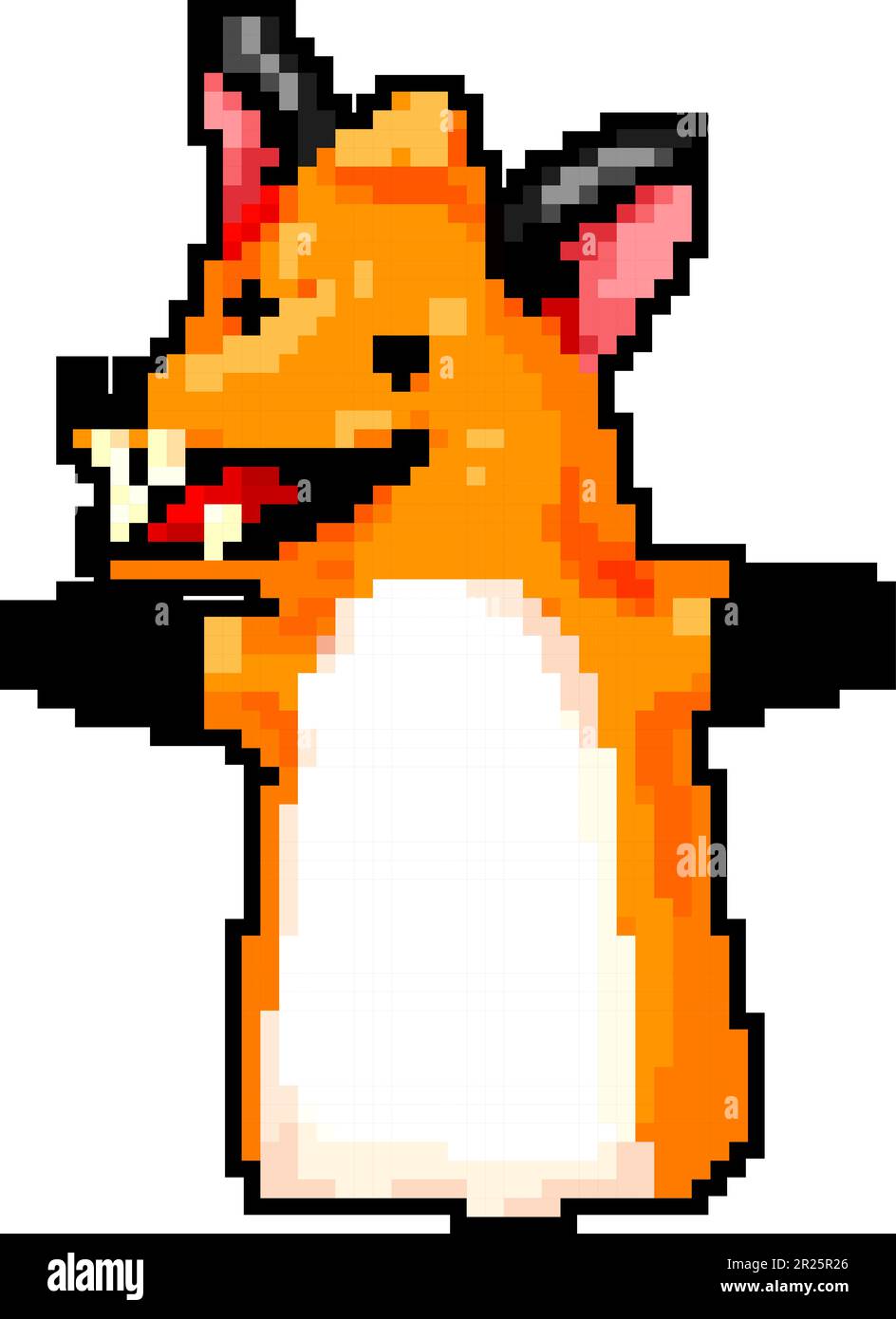 fox hand puppet game pixel art vector illustration Stock Vector