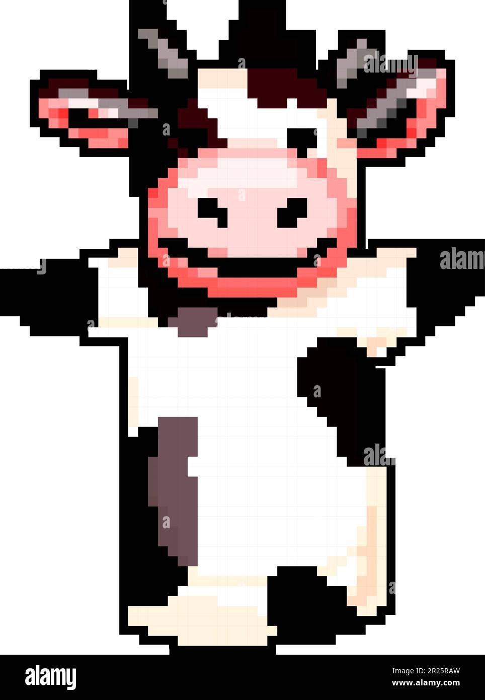 cow hand puppet game pixel art vector illustration Stock Vector