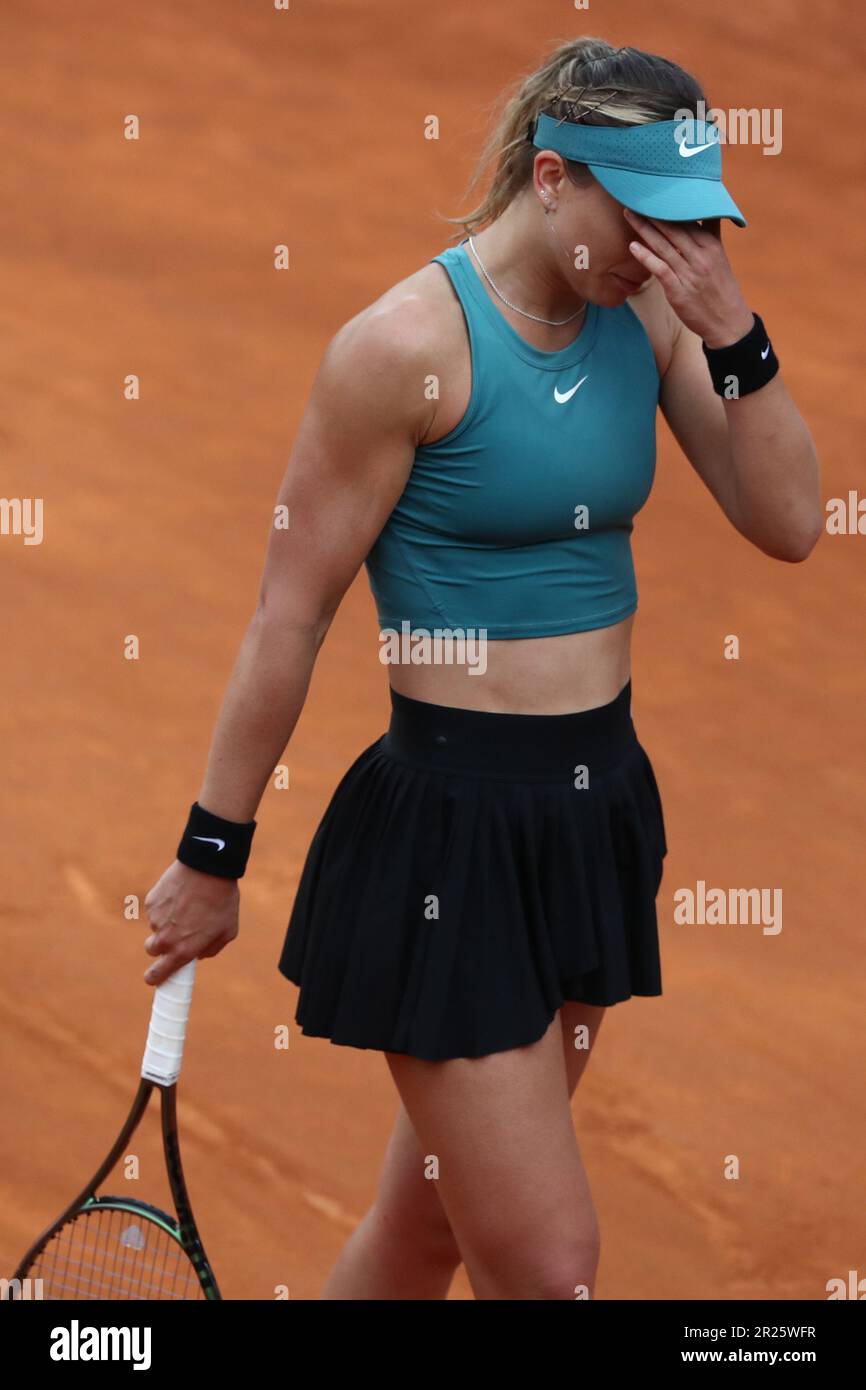 Rome, . 17th May, 2023. Rome, Italy 17.05.2023: Paula Badosa of Spain during the match against Jeļena Ostapenko of Lettonia Paula Badosa of Spain at the Women's Internazionali BNL d'Italia, WTA 1000, tennis tournament at Foro Italico in Rome, Italy on May 17th, 2023. Credit: Independent Photo Agency/Alamy Live News Stock Photo
