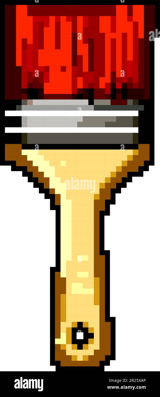 color artist paint brush game pixel art vector illustration Stock