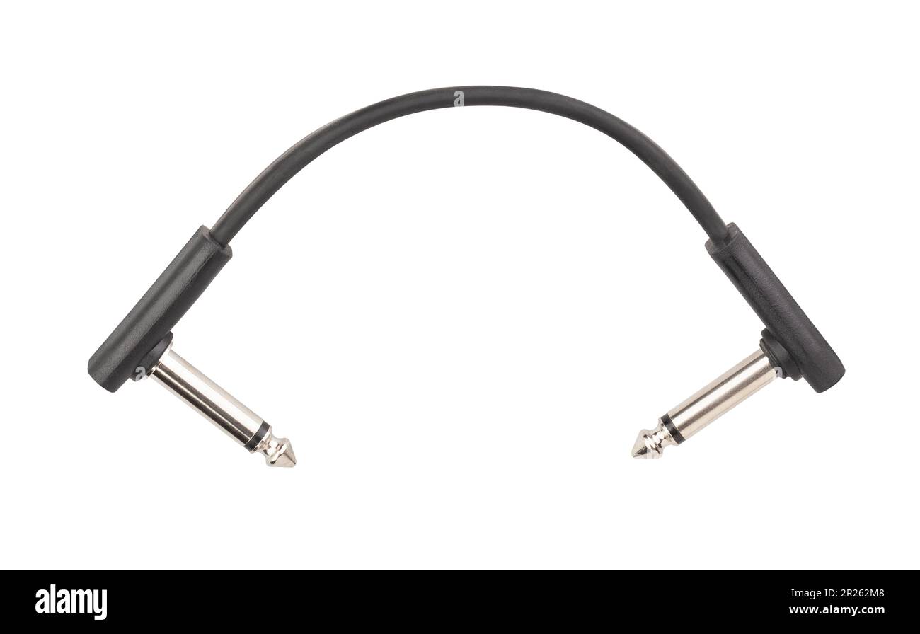 electric guitar pedal patch cable path isolated on white Stock Photo