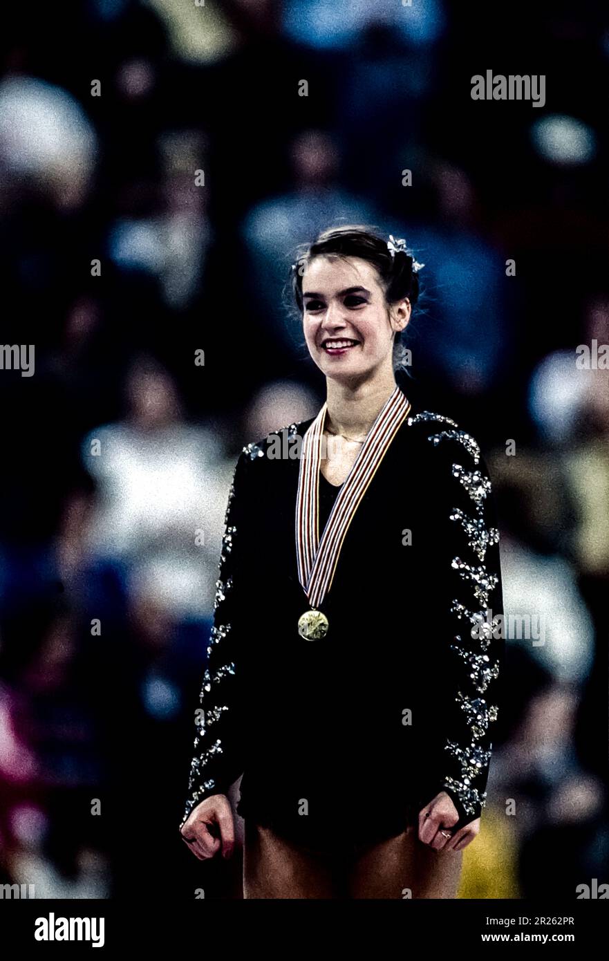 Katerina Witt (GDR) wins the gold medal at the 1987 World Figure