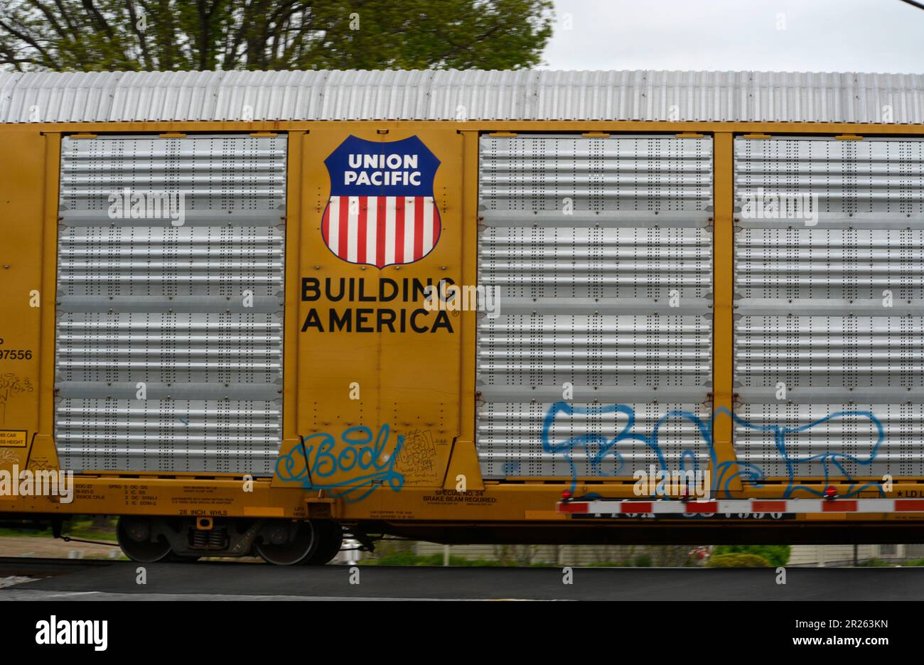 A Union Pacific Railroad auto carrier car Stock Photo Alamy