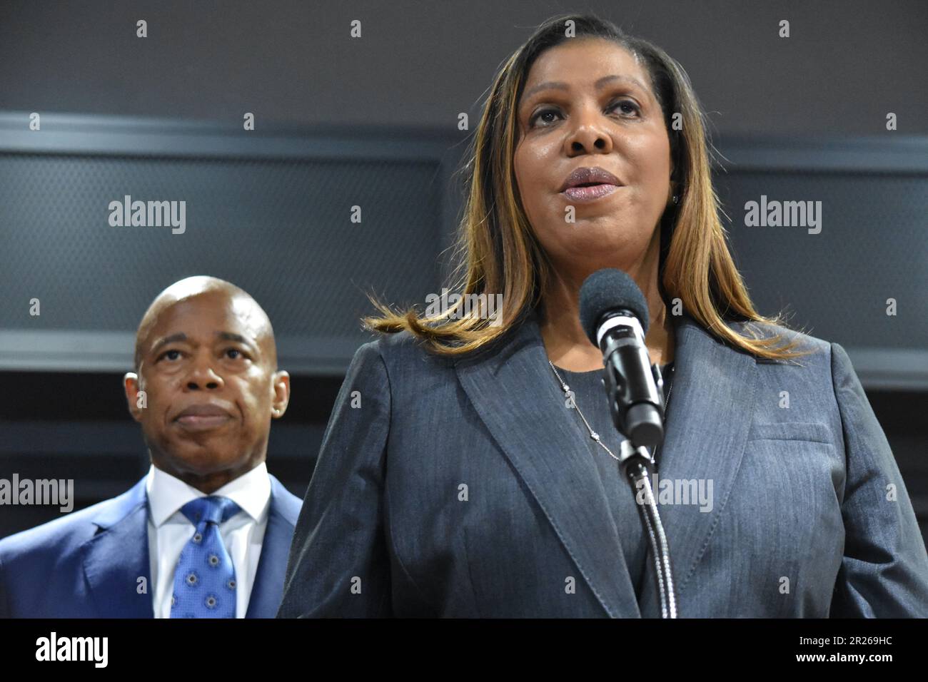New York, United States. 17th May, 2023. Attorney General Letitia James ...