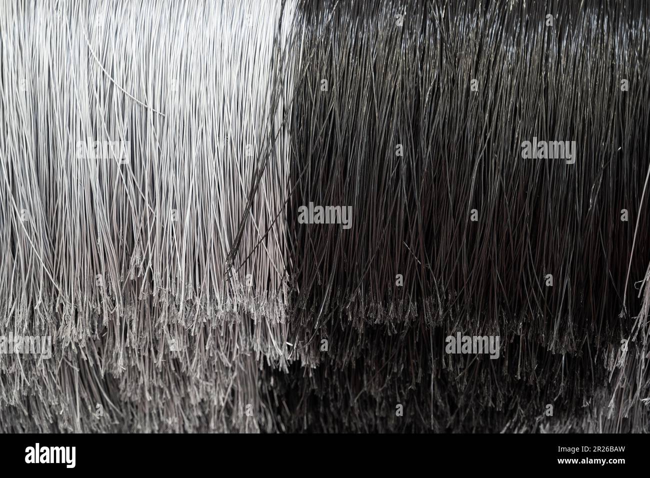 detail of black and white automatic car wash system cleaning fiber