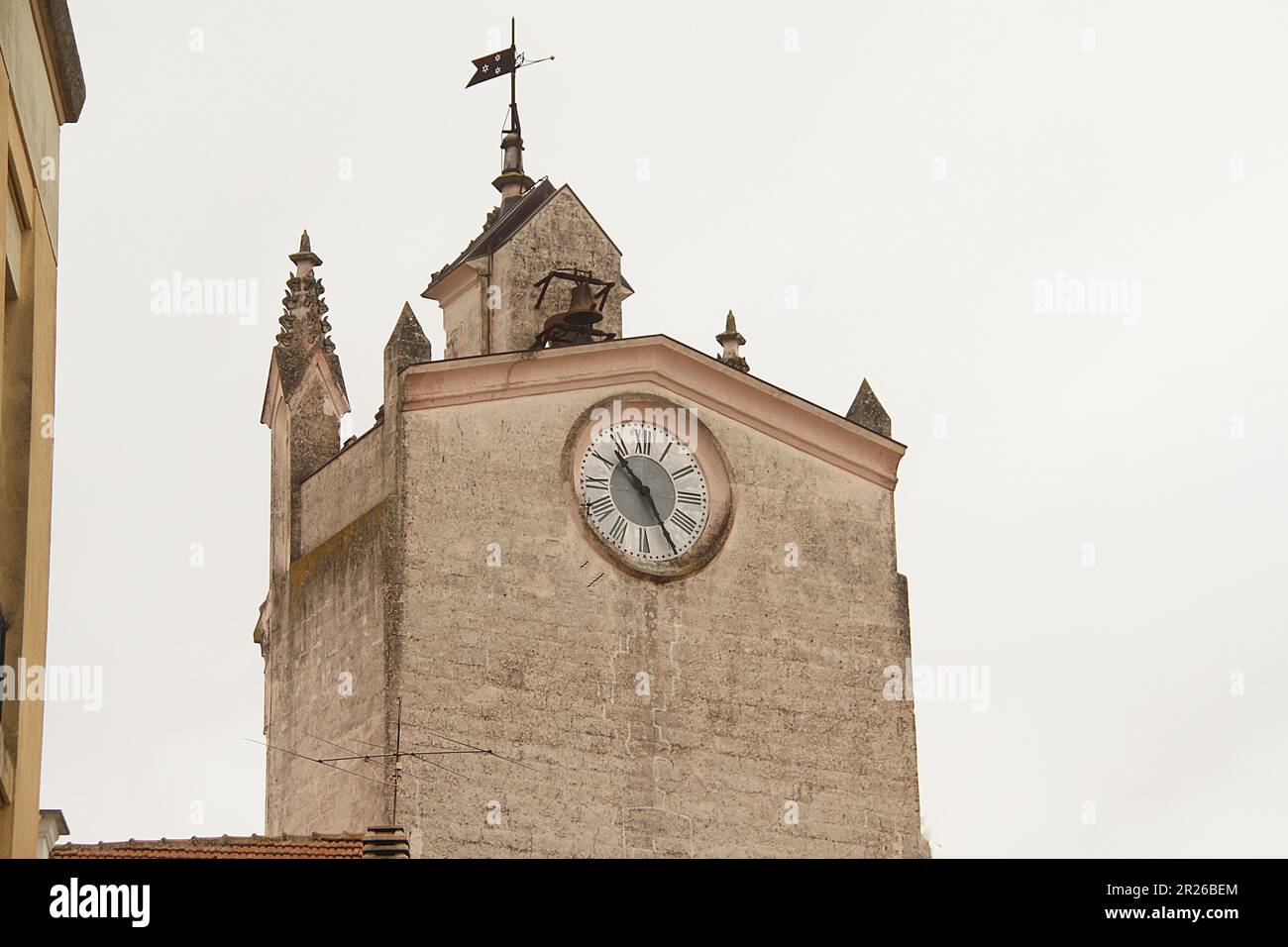 Gravina in Puglia, Italy. The clock tower by Villa Comunale (view from the back, from Larghetto Vito D'Agostino). Stock Photo