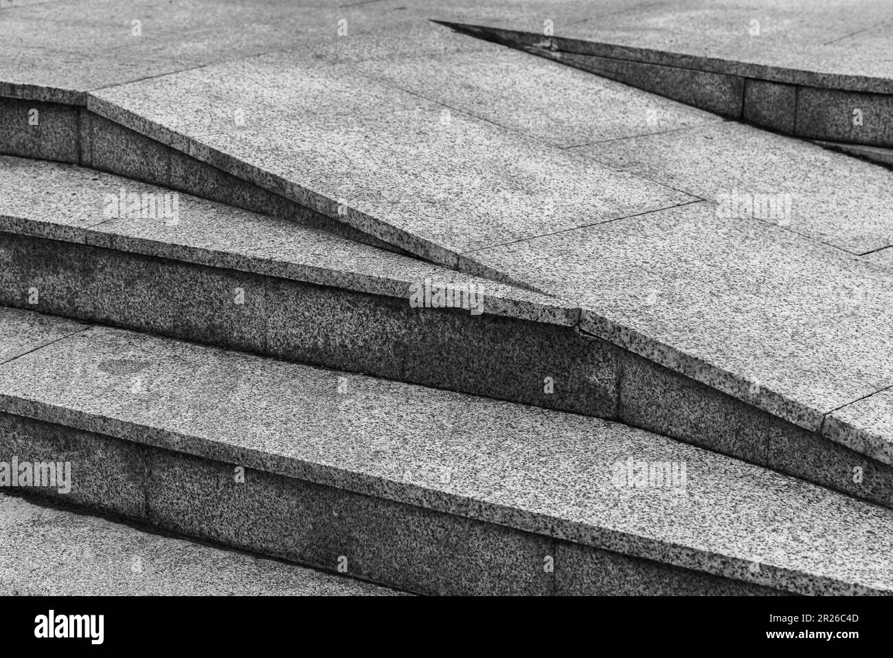 Granite stairs with a ramp, close up, abstract architecture background photo Stock Photo