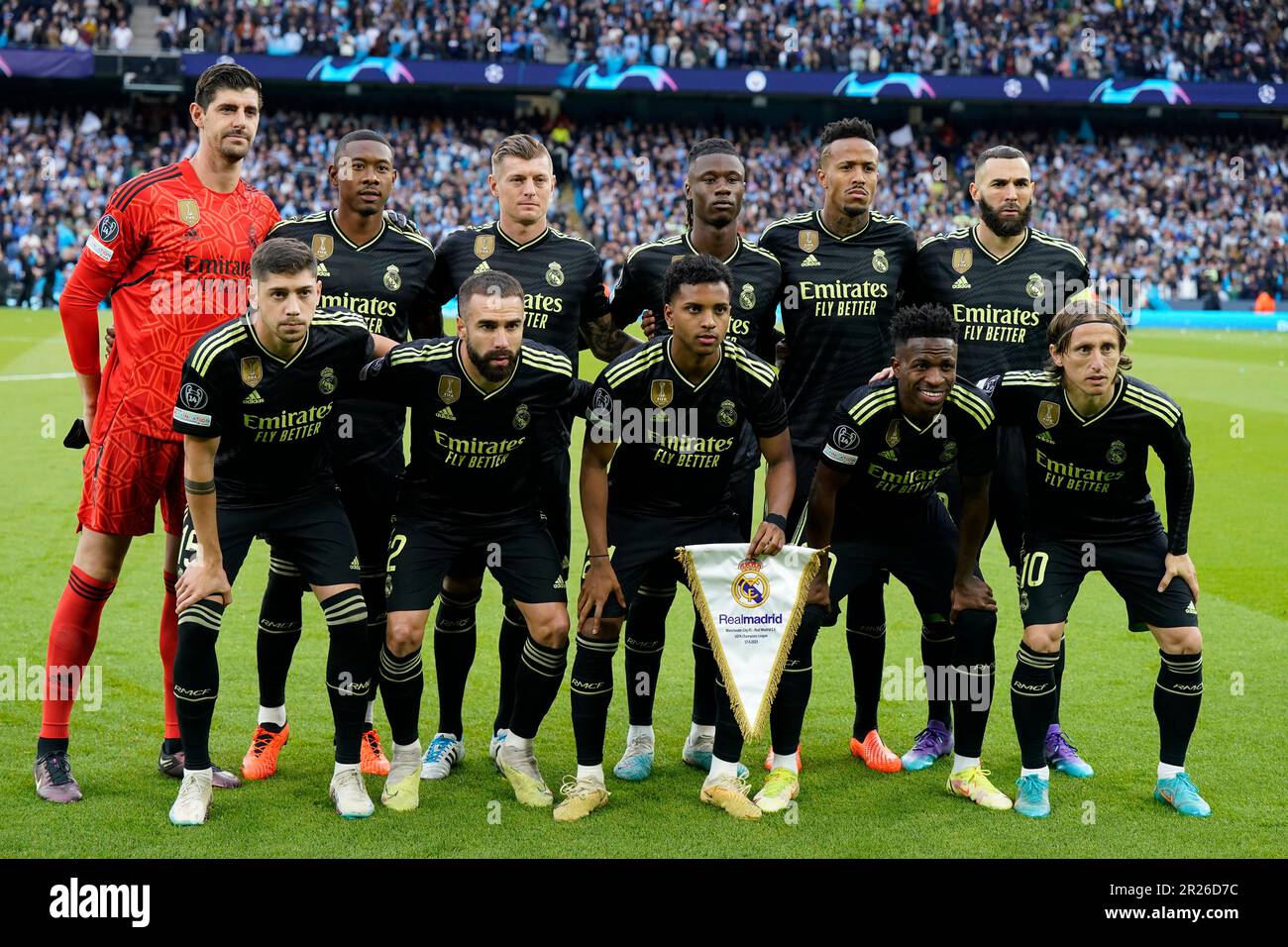 Manchester, UK. 17th May, 2023. The Real Madrid team group photo during the UEFA Champions League match at the Etihad Stadium, Manchester. Picture credit should read: Andrew Yates/Sportimage Credit: Sportimage Ltd/Alamy Live News Stock Photo
