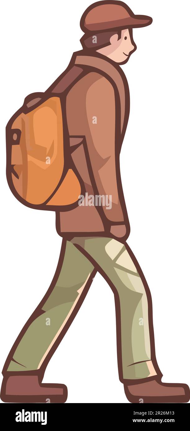 One person walking backpack Stock Vector Images - Alamy