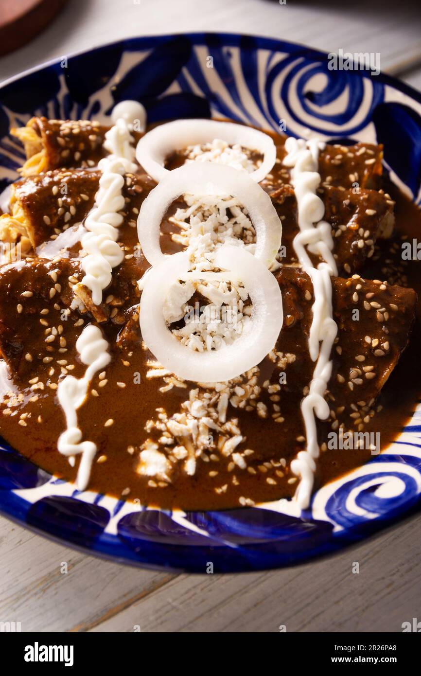 Enchiladas de Mole. Also known as mole poblano enchiladas, they are a