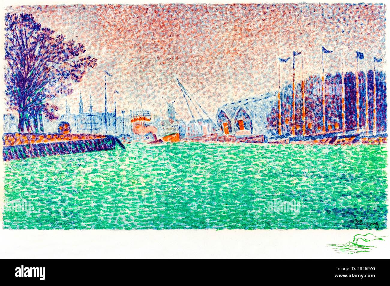 At Flushing print in high resolution by Paul Signac. Original from The