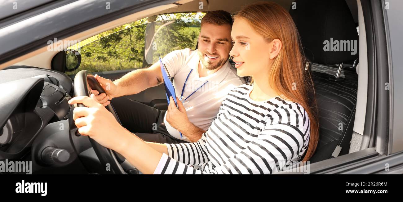 Instructor conducting driver licence test Stock Photo Alamy