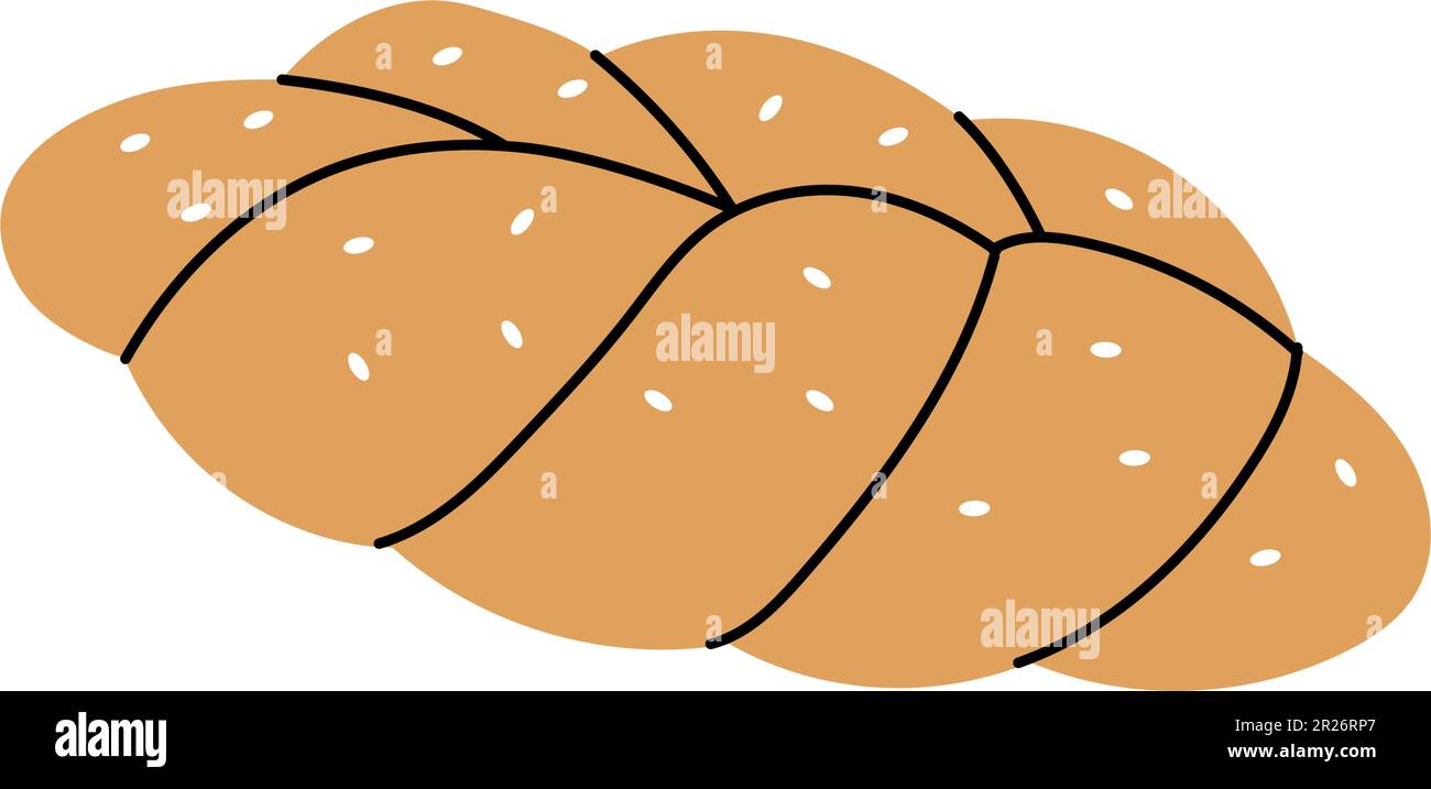 Challah, braided bread icon. Bakery pastry products silhouette. Vector