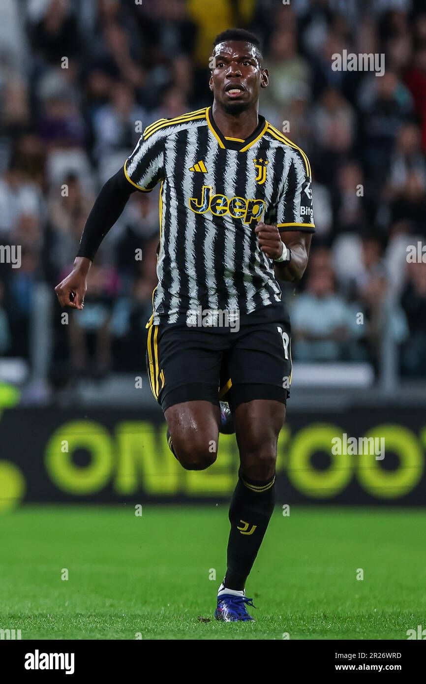 Paul Pogba of Juventus FC wearing the new jersey Home Kit 23/24 during the  Serie