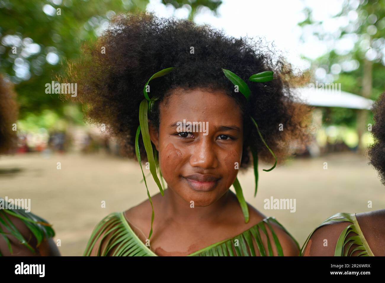 Indigenous teens of the Solomon Islands dressed in traditional outfits ...