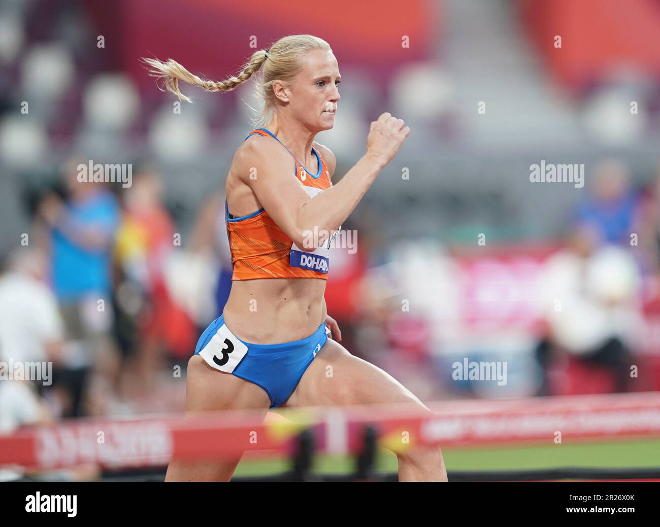 Anouk Vetter participating in the heptathlon 100m hurdles at the 2019 ...