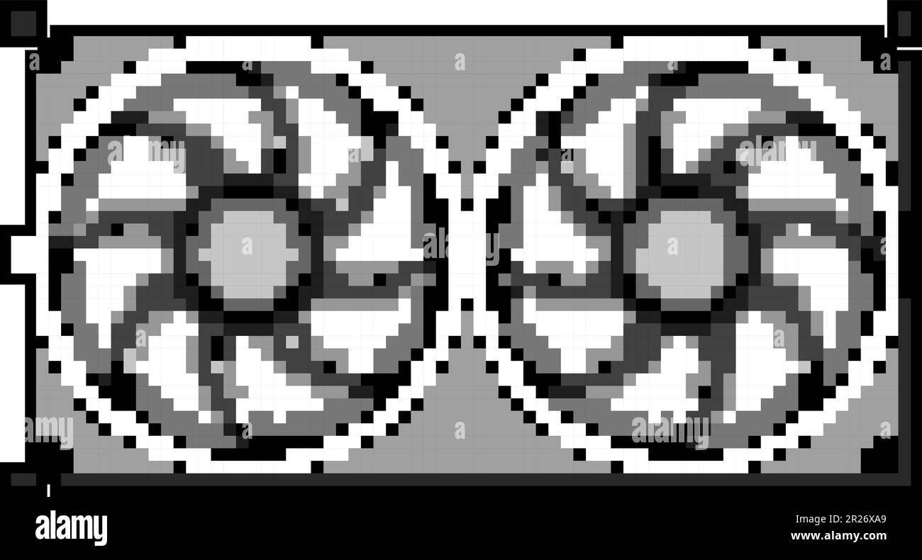 computer cooling fan pc game pixel art vector illustration Stock Vector