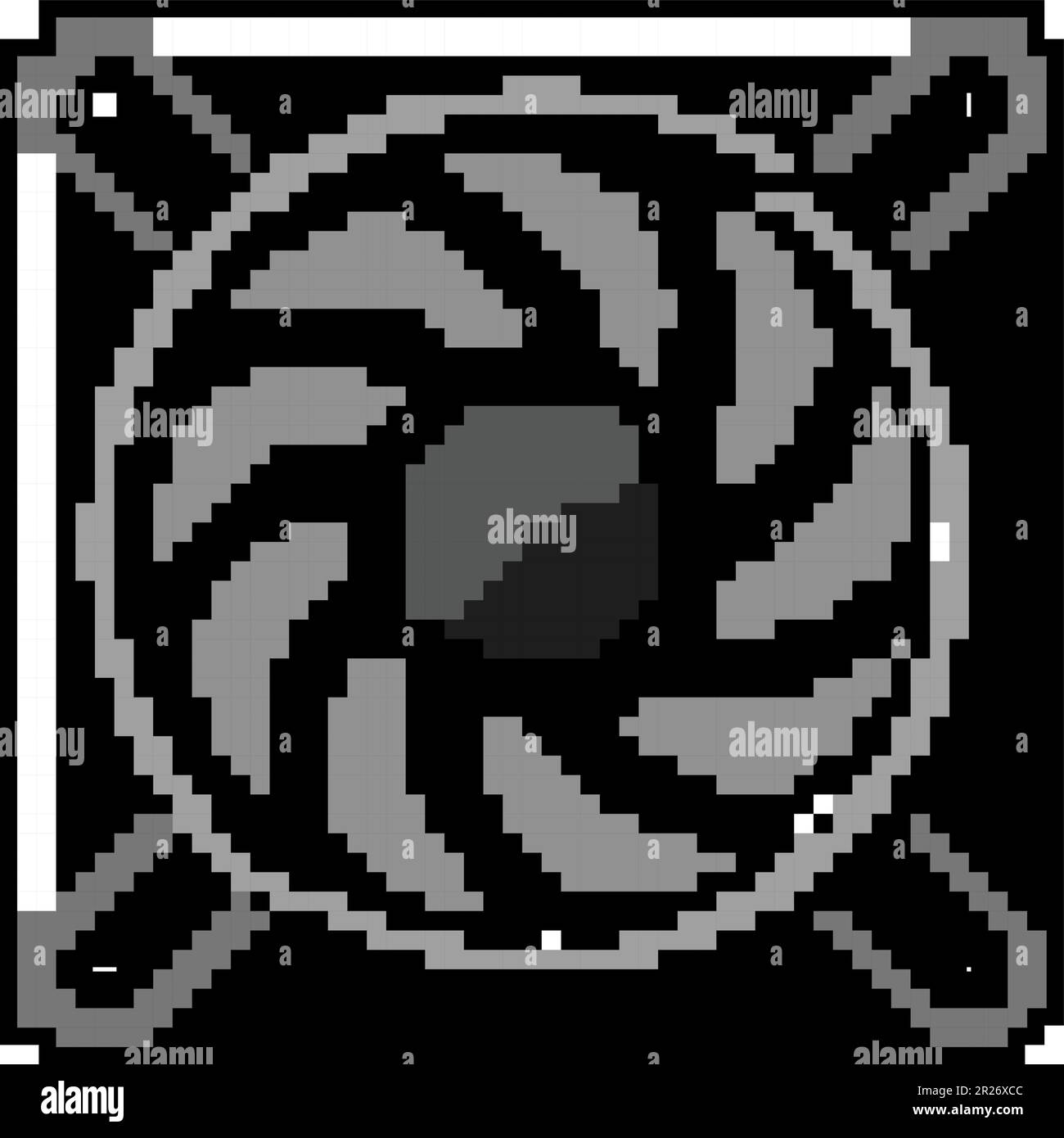 cpu cooling fan pc game pixel art vector illustration Stock Vector