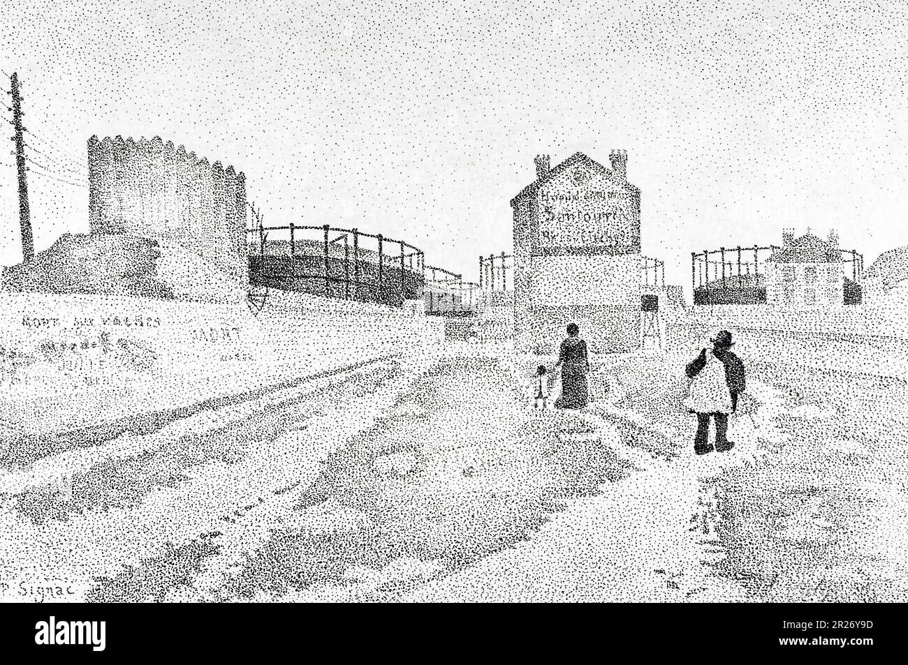 The Gas Tanks at Clichy drawing in high resolution by Paul Signac