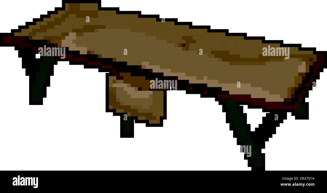 furniture cot camp game pixel art vector illustration Stock Vector