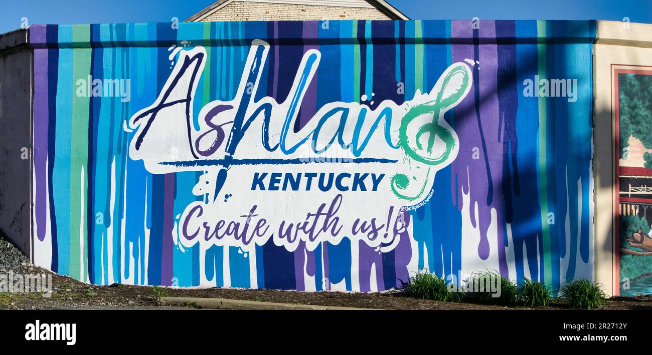 welcoming sign in  Ashland, Kentucky USA Stock Photo