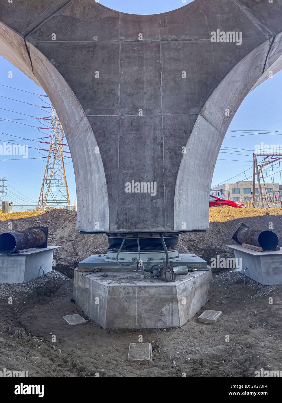 Seismic isolation bearings on Y Bents are part of earthquake proofing