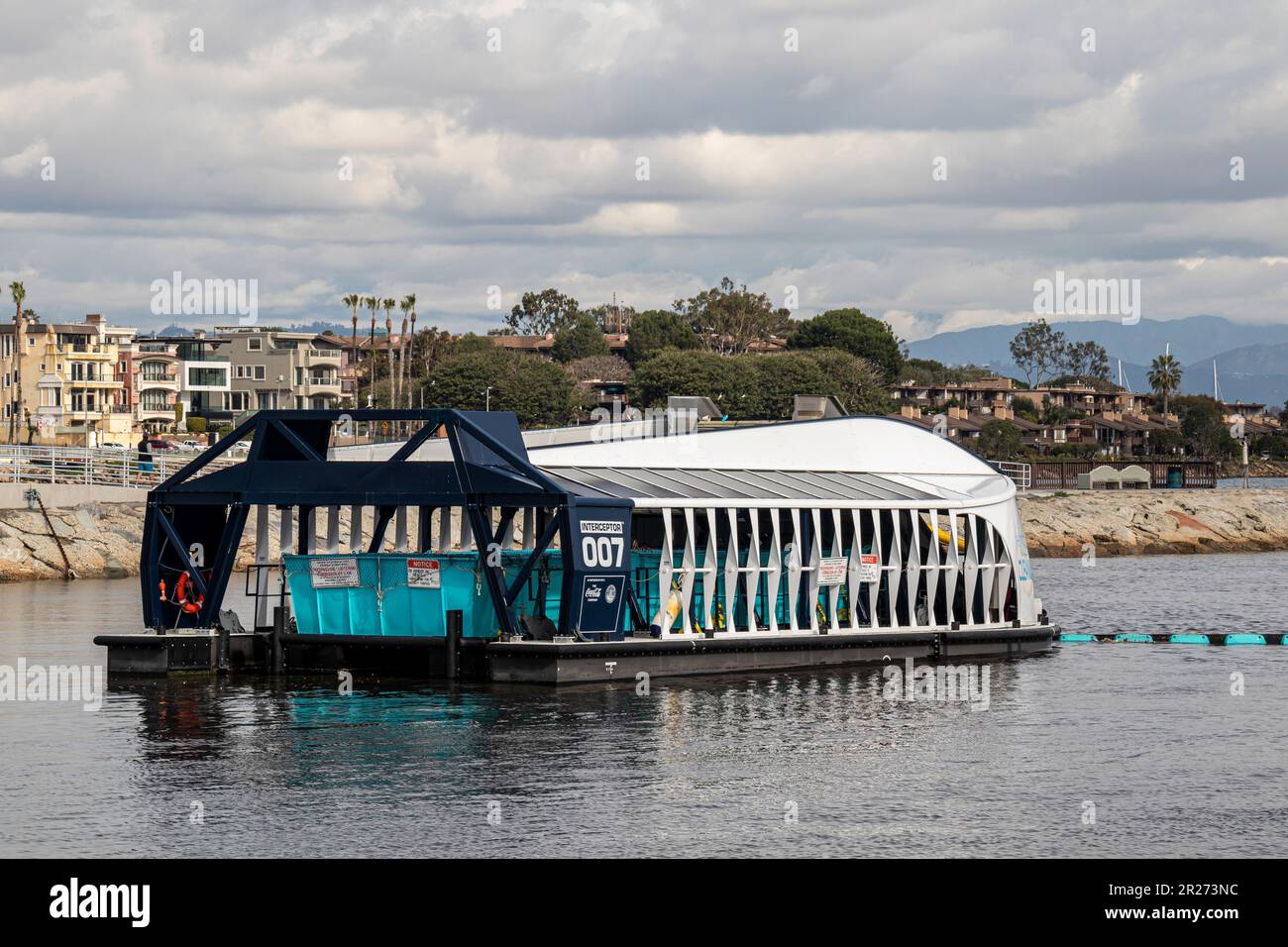 The Interceptor is an automated, Solar powered, trash collection device, locagted at thye mouth of Ballona Creek. It is the first wsuch vehicle in the Stock Photo