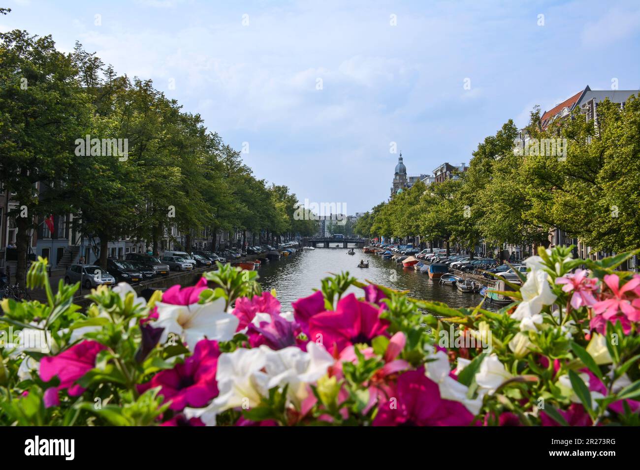 The Amstel River on a Flowerbed - Amsterdam, Netherlands Stock Photo