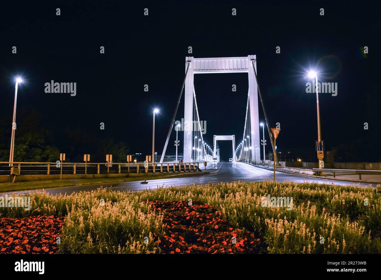 The Elisabeth Bridge by Night - Budapest, Hungary Stock Photo