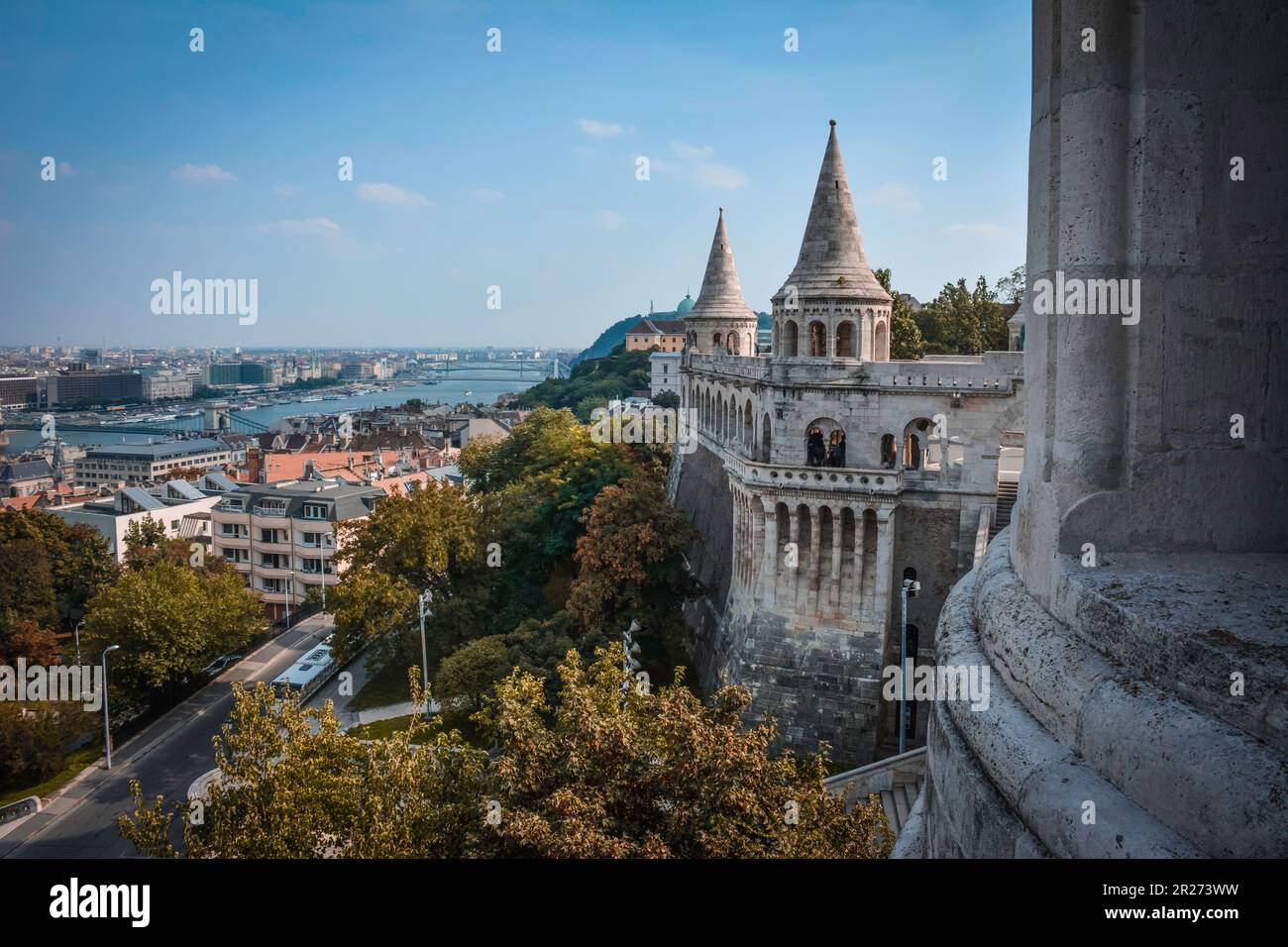 View to Danube River and Budapest Cityscape from the Fisherman's Bastion - Hungary Stock Photo