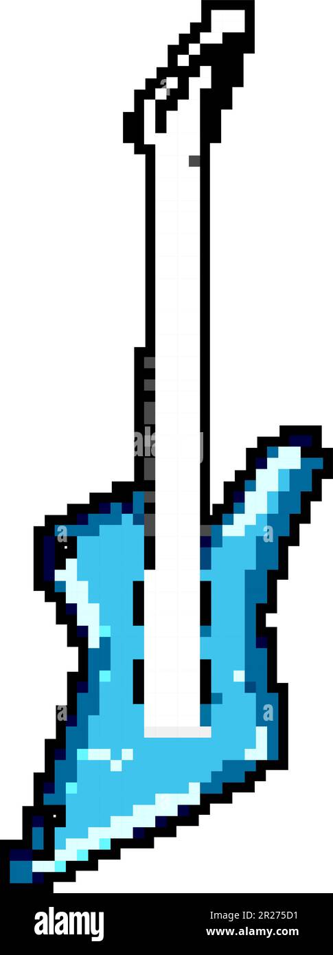 classic electric guitar game pixel art vector illustration Stock Vector