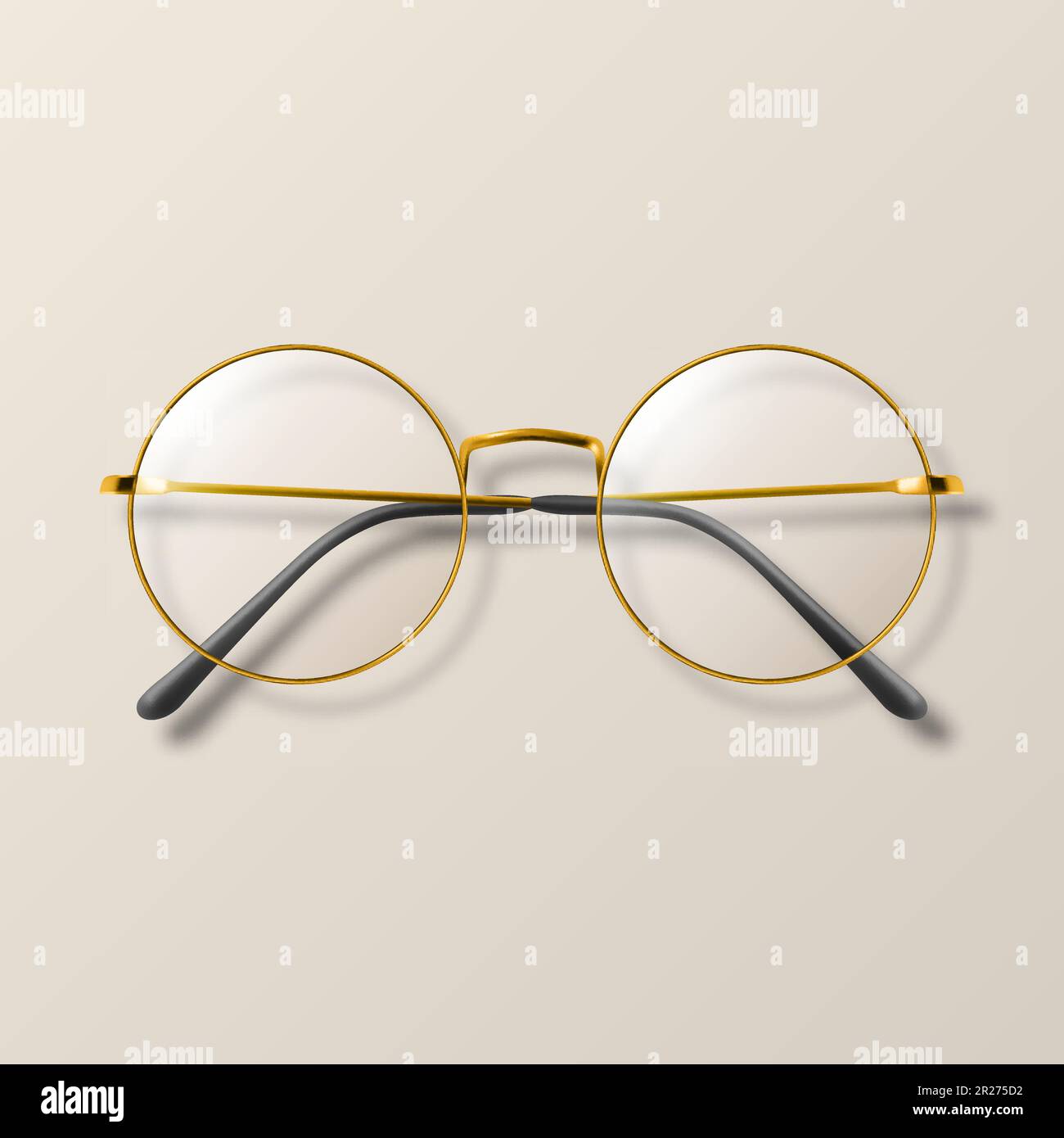 Vector 3d Realistic Metal Round Frame Glasses. Yellow Golden Color Frame. Colorless Transparent Sunglasses for Women and Men Accessory. Optics Lens Stock Vector Image Art Alamy